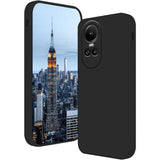 Husă silicon lichid neagră pentru Oppo Reno 10 5G, vedere frontală, model antisoc cu microfibră