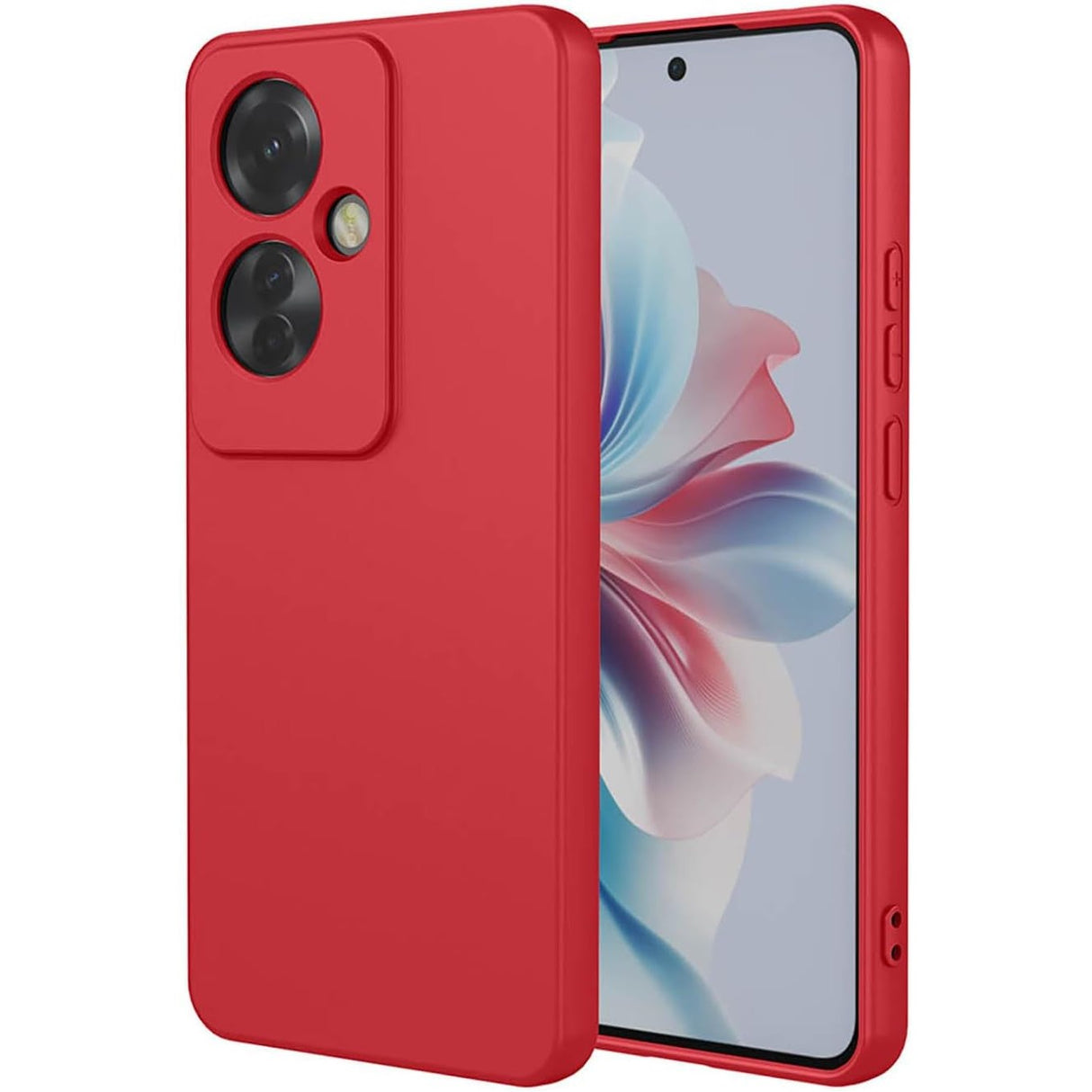 Husă silicon lichid roșu pentru Oppo Reno 11 F cu căptușeală microfibră, vedere frontală
