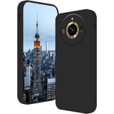 Husă silicon lichid negru pentru Realme 11 Pro Plus cu căptușeală microfibră, vedere frontală