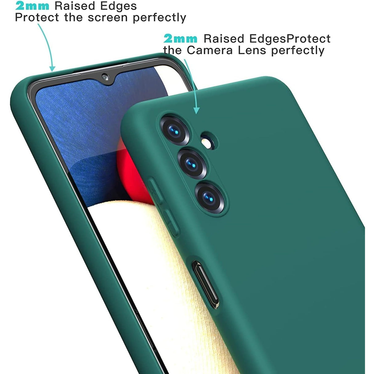 Husă Samsung Galaxy A35 verde montată pe telefon, vedere laterală subțire și elegantă