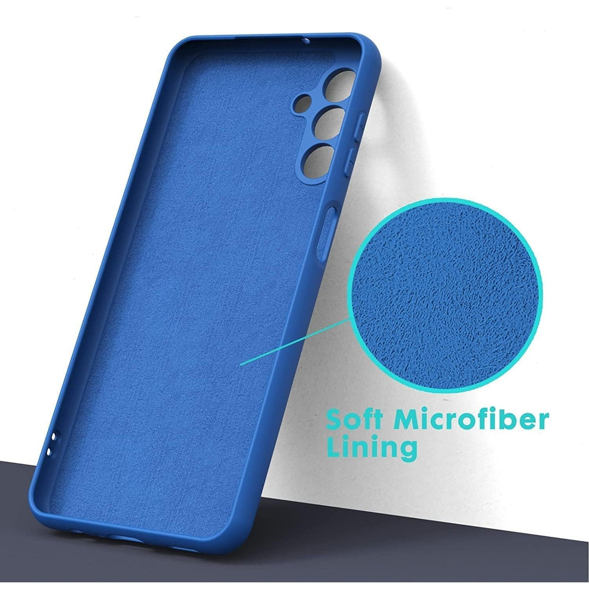 Husă liquid silicone Samsung Galaxy A35 albastru, compatibilă incarcare wireless, vedere laterală
