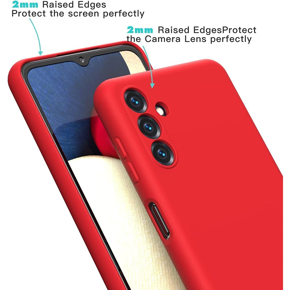 Husă silicon lichid roșu Samsung Galaxy A35, compatibilitate incarcare wireless, vedere spate