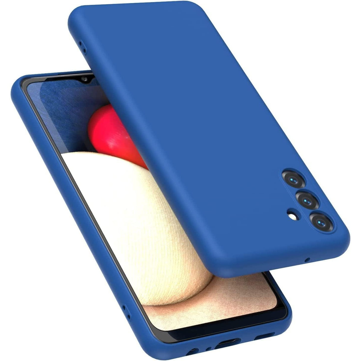 Husă silicon lichid Samsung Galaxy A35 albastru, vedere frontală, model Vivimall