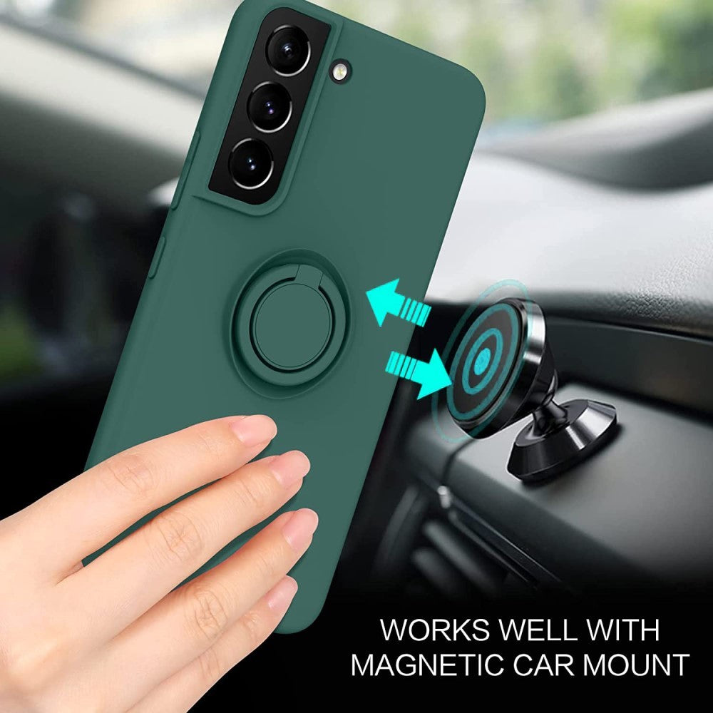 Husa de Protectie, Flippy, pentru Samsung Galaxy A52, Liquid Silicone Ring cu Suport Rotativ, Albastru - vivimall.ro