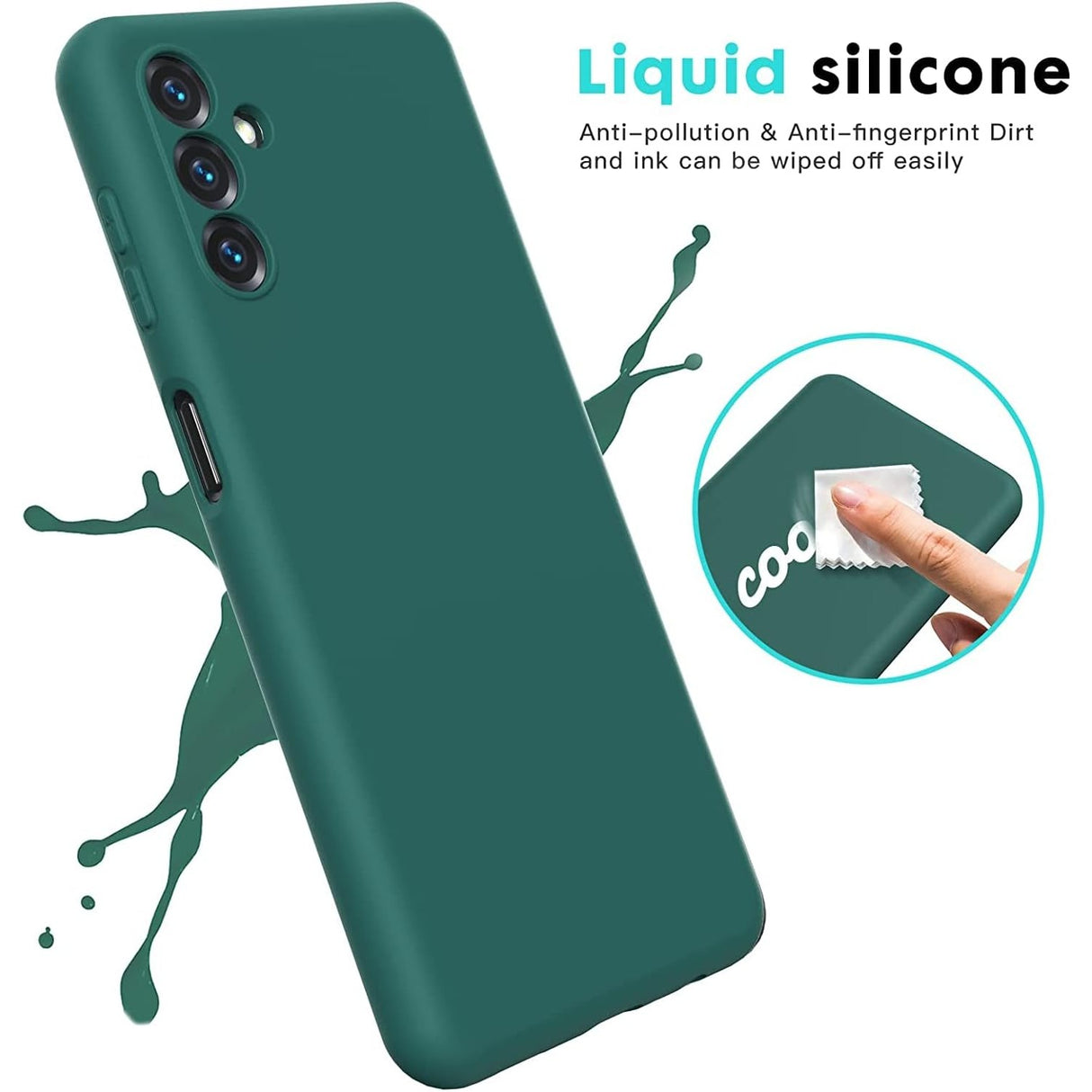 Husă Vivimall Galaxy A55 verde, vedere laterală cu margini ridicate antisoc