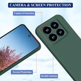 Husă protecție Xiaomi 14 verde montată pe telefon, vedere unghi 45 de grade