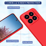 Husă Xiaomi 14 roșu, compatibilă incarcare wireless Qi, vedere unghi lateral