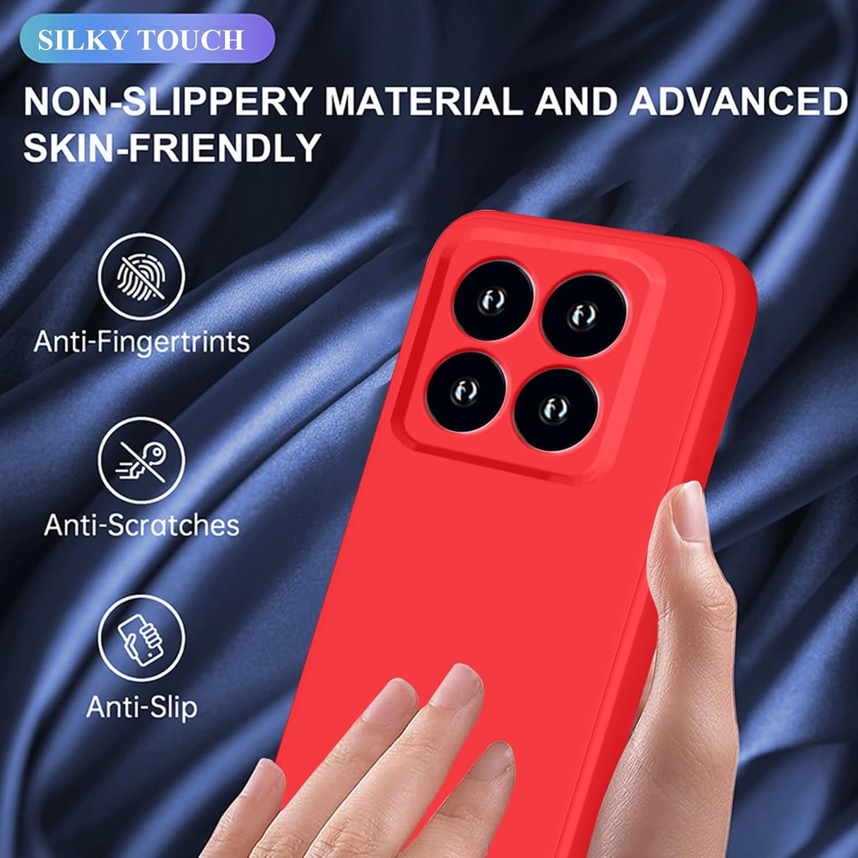 Husă protecție Xiaomi 14 Liquid Silicone roșu, prezentare completă set ambalaj