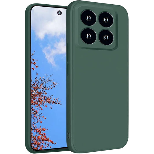 Husa de Protectie, Vivimall, pentru Xiaomi 14, Liquid Silicone, cu Microfibra pe Interior, Protectie Antisoc, Compatibil Incarcare Wireless, Verde - vivimall.ro