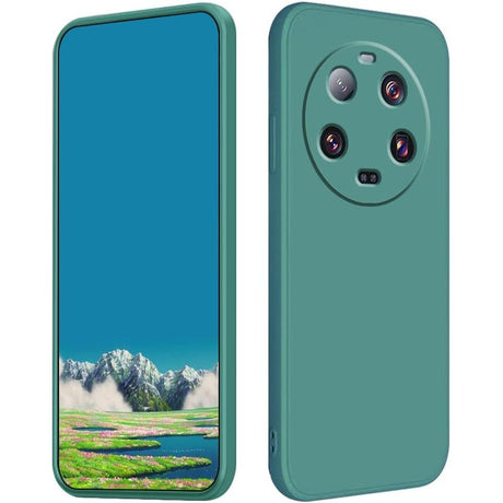 Husă Xiaomi 14 Ultra din silicon lichid verde cu microfibră la interior, vedere frontală