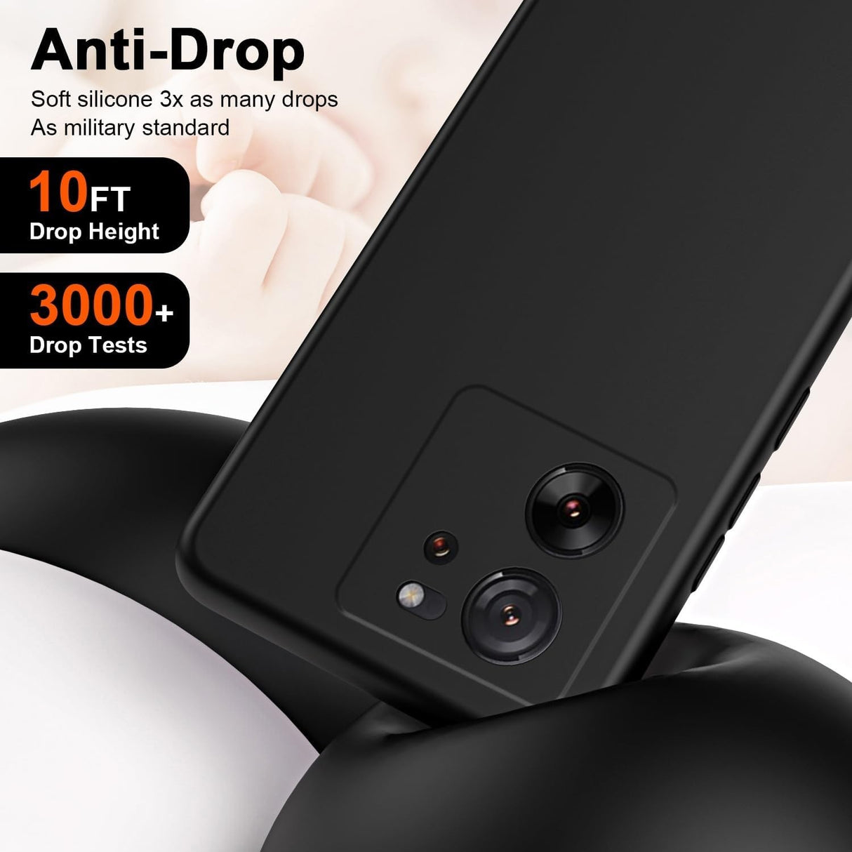 Husă antisoc silicon lichid Xiaomi Redmi 13T, margini ridicate protecție display