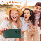 Husă Xiaomi Redmi 13T verde cu căptușeală microfibră interior, detaliu material silicon lichid