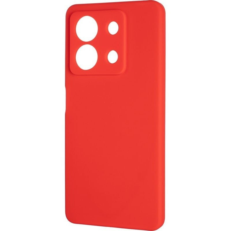 Husă silicon lichid Xiaomi Redmi Note 13 5G roșu, detaliu margini ridicate protecție cameră foto