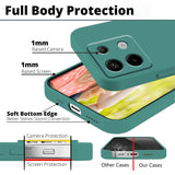 Husă antisoc silicon lichid Redmi Note 13 5G verde, detaliu margini ridicate protecție ecran