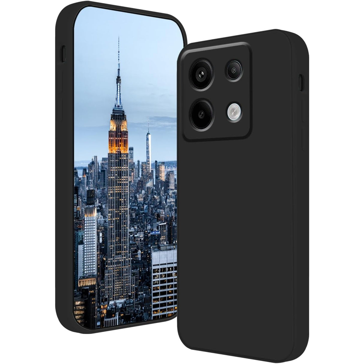 Husă Liquid Silicone neagră pentru Xiaomi Redmi Note 13 Pro 5G, vedere frontală, silicon mat anti-amprentă