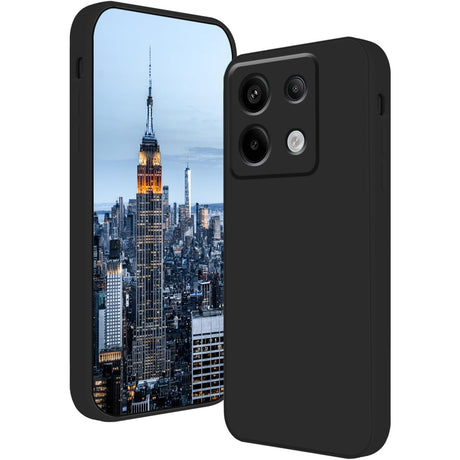Husă Liquid Silicone neagră pentru Xiaomi Redmi Note 13 Pro 5G, vedere frontală, silicon mat anti-amprentă