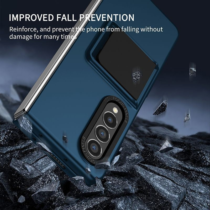 Husa de protectie Flippy, Pliere Tridimensionala, Multifunctionala, PC, pentru Samsung Galaxy Z Fold 4 5G, Albastru - vivimall.ro