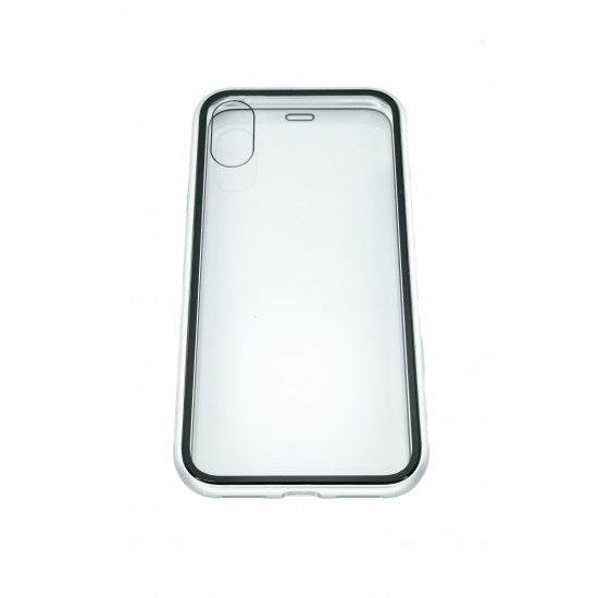 Husa de protectie Magnetic 360, Folie sticla inclusa, pentru Apple iPhone X, Argintiu - vivimall.ro