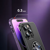 Carcasă metal TPU iPhone 15 Pro MagSafe negru metalizat, vedere de jos cu decupaje precise