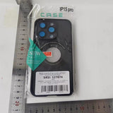 Husă metal TPU iPhone 15 Pro Max negru metalizat, margini antizgâriere
