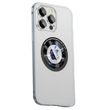 Husă MagSafe iPhone 15 Pro Max din metal și TPU gri metalizat, vedere frontală cu protecție cameră