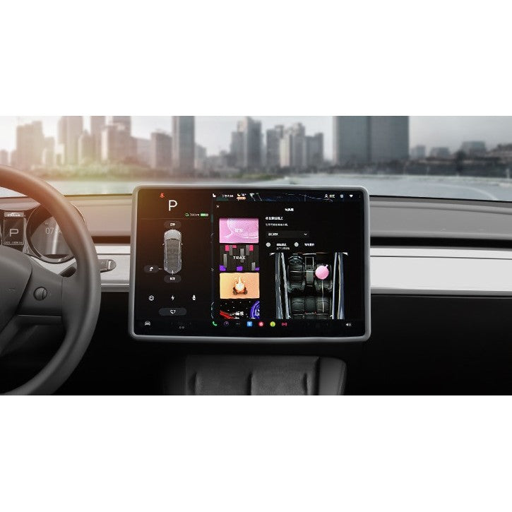 Husa de Protectie Margini Ecran Frontal Tesla, Flipp, Compatibil cu Tesla Model 3/Y, din TPE, Gri - vivimall.ro