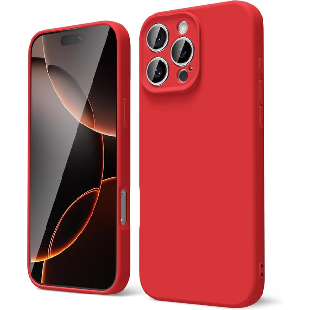Husa de Protectie Matte TPU, Vivimall, pentru Apple iPhone 16 Pro, Protectie Camera, Antisoc, Antizgariere, Antialunecare, Acoperire Completa, Rosu - vivimall.ro