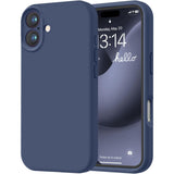 Husă iPhone 16 albastru Matte TPU, vedere spate, suprafață anti-amprentă antilunecare