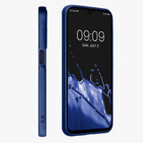 Detaliu suprafață mată anti-amprentă husă TPU Samsung Galaxy A35 5G albastru