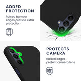 Husă Matte TPU neagră Samsung Galaxy A35 5G montată pe telefon, vedere lifestyle