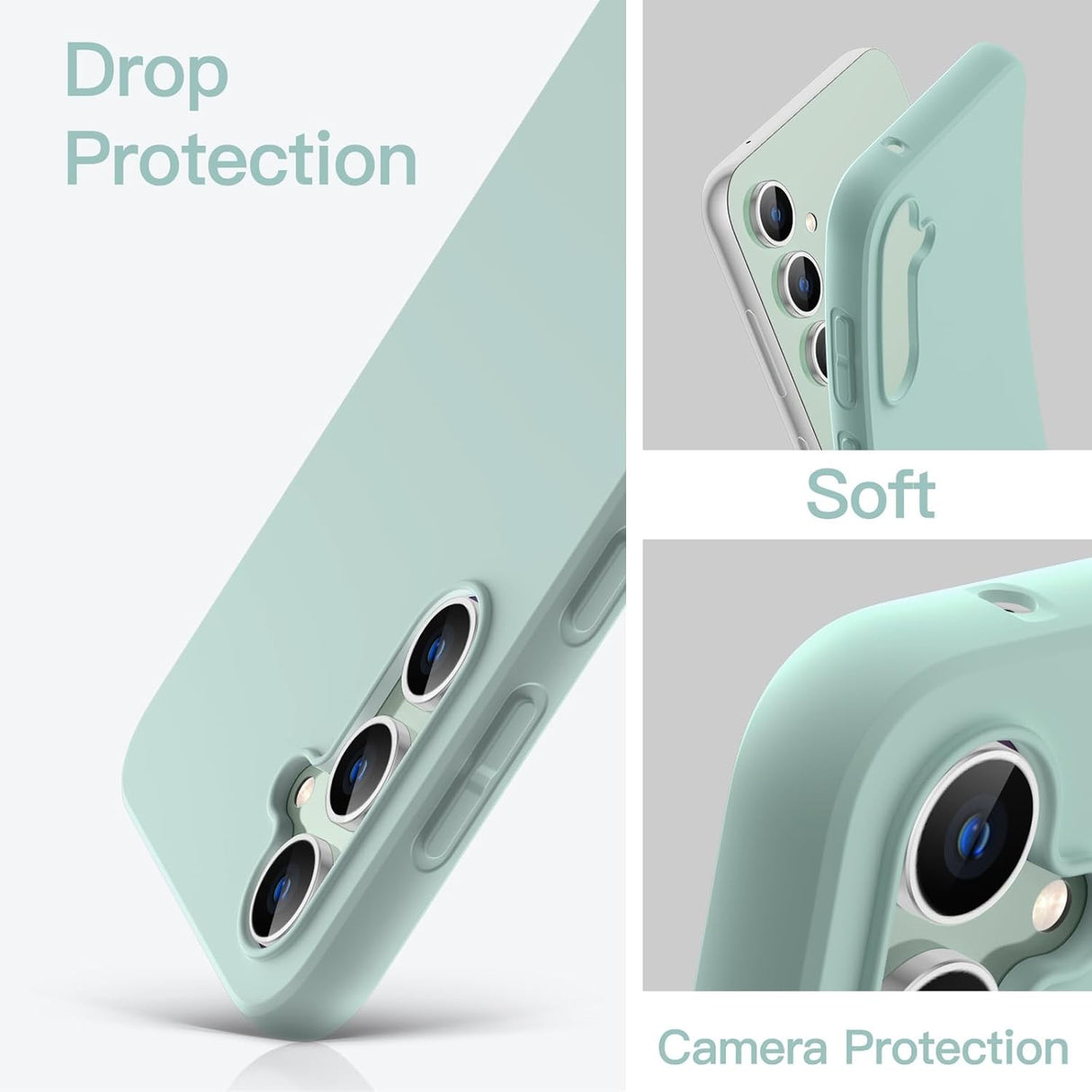 Husă Matte TPU verde S23 FE 5G, detaliu decupaje precise pentru butoane și port de încărcare