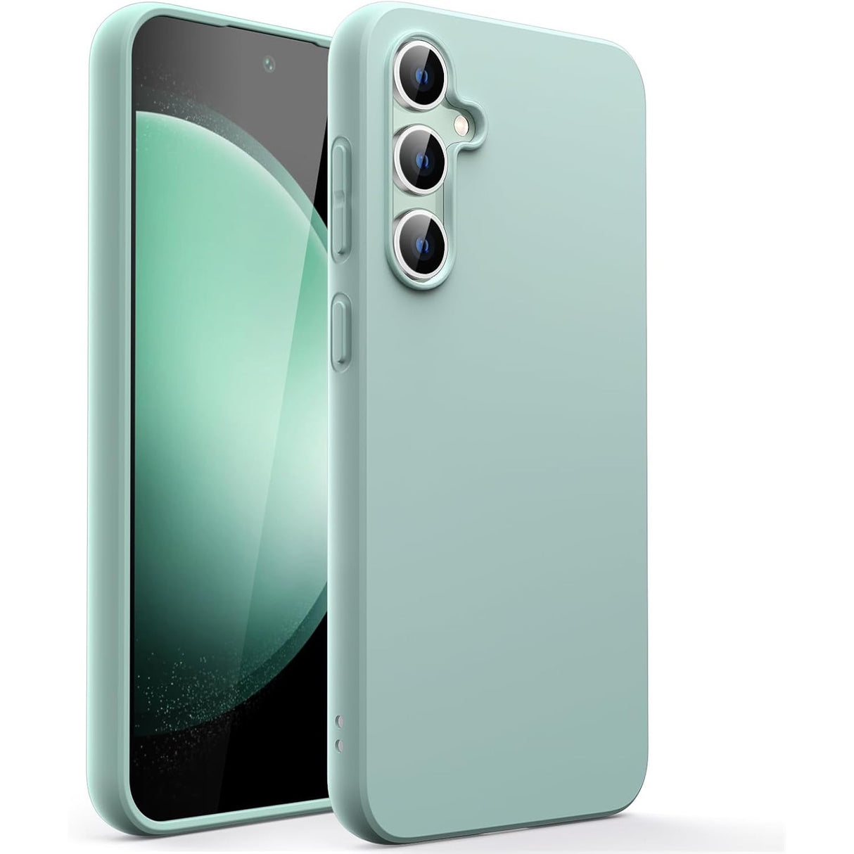 Husă Matte TPU verde pentru Samsung Galaxy S23 FE 5G, vedere frontală, suprafață mată anti-amprentă