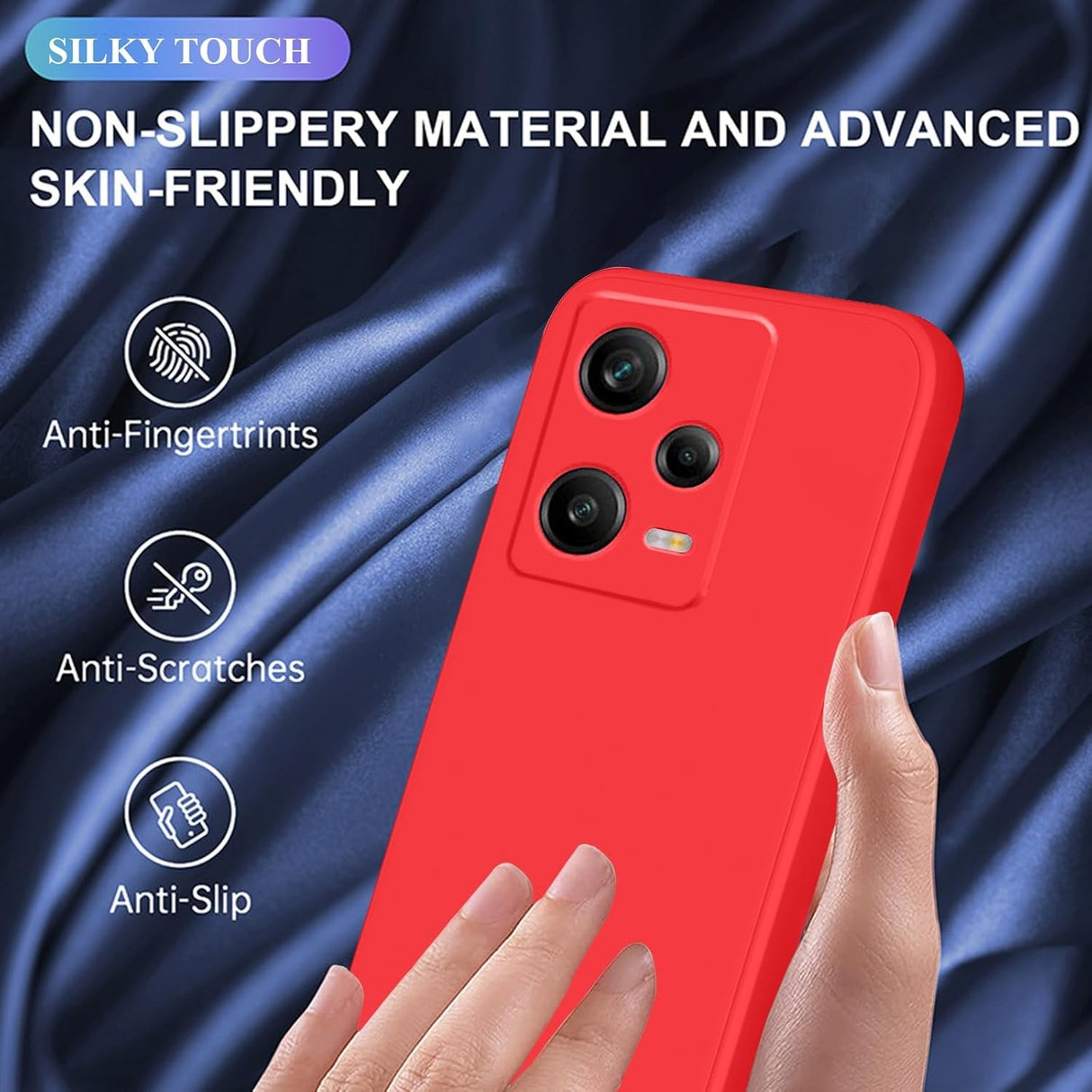 Husa de Protectie Matte TPU, Vivimall, pentru Xiaomi Redmi 12 Pro, Protectie Camera, Antisoc, Antizgariere, Antialunecare, Acoperire Completa, Rosu - vivimall.ro