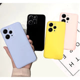 Detaliu buză ridicată husă TPU mat albastru Xiaomi Redmi 12 Pro, protecție cameră foto
