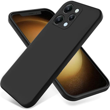 Husă Matte TPU neagră pentru Xiaomi Redmi 12, vedere frontală, design subțire anti-amprentă