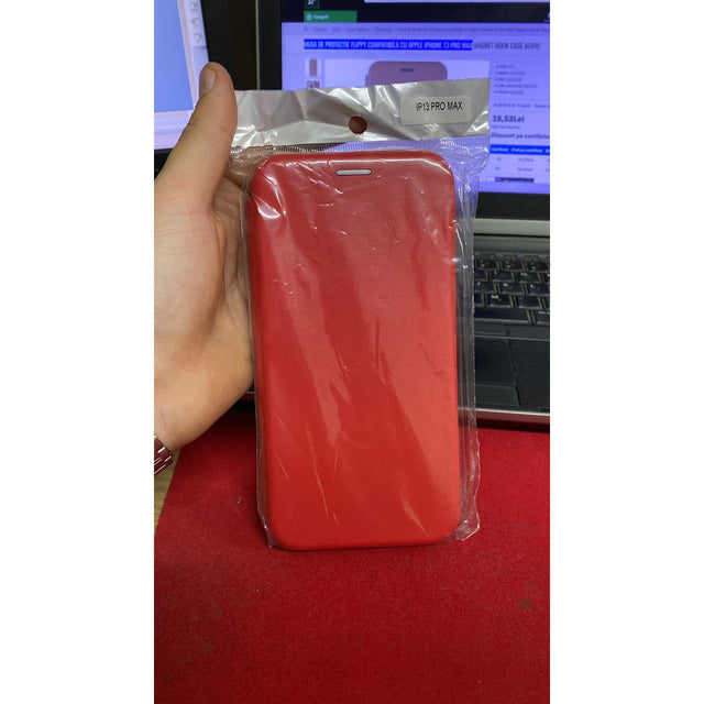 Husa de protectie pentru Apple iPhone 13 Pro Max Magnet Book Case Rosu - vivimall.ro