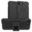 Husă protecție iPhone 7/8 Defender Model 3, culoare neagră, vedere frontală cu standul închis