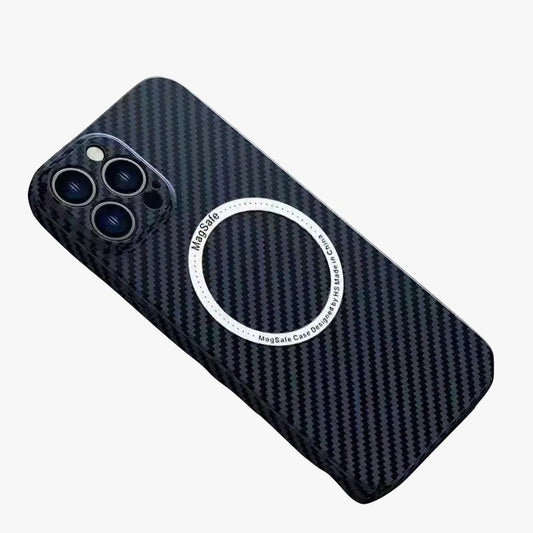 Husa de protectie pentru iPhone 14, Vivimall, Magnetica, MagSafe, Carbon Fiber Protectie Antisoc, Albastru - vivimall.ro