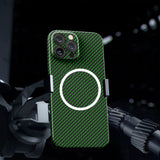 Husa de protectie pentru iPhone 14, Flippy, Magnetica, MagSafe, Carbon Fiber Protectie Antisoc, Verde - vivimall.ro