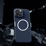 Husa de protectie pentru iPhone 14 Pro Max, Flippy, Magnetica, MagSafe, Carbon Fiber Protectie Antisoc, Albastru - vivimall.ro