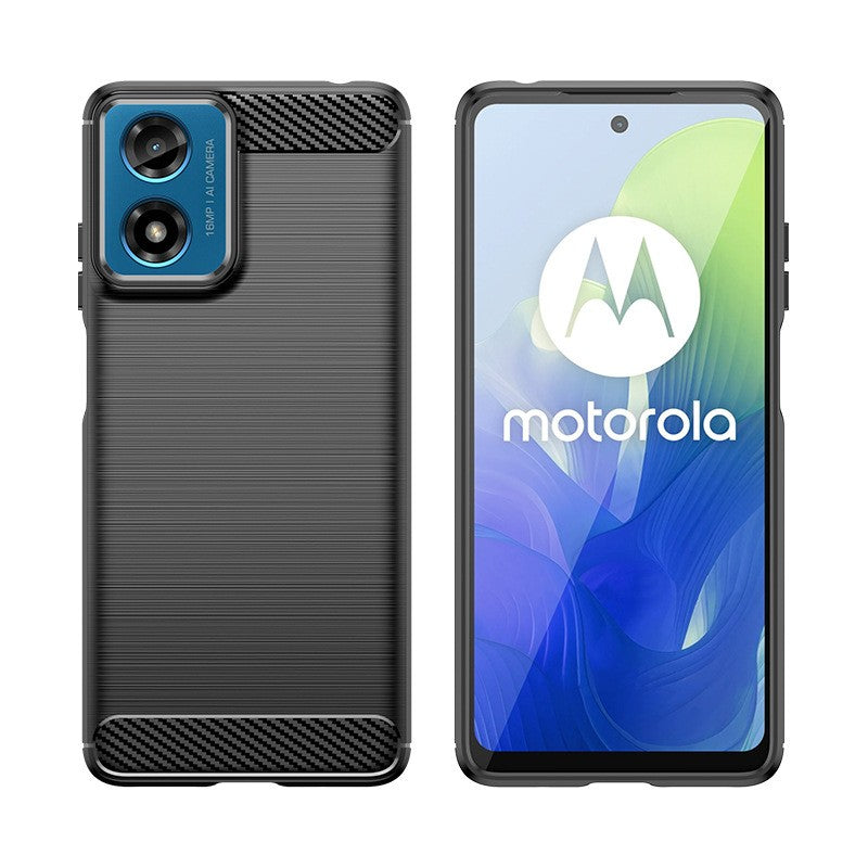 Husă Motorola Moto G24 5G negru, material TPU 1.8 mm, vedere spate cu element carbon