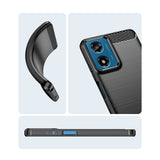 Husă carbon Motorola Moto G24 5G montată pe telefon, vedere din spate jos