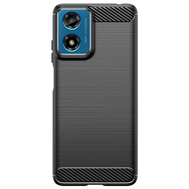 Husă Motorola Moto G04 5G din TPU carbon negru, protecție 360°, vedere frontală