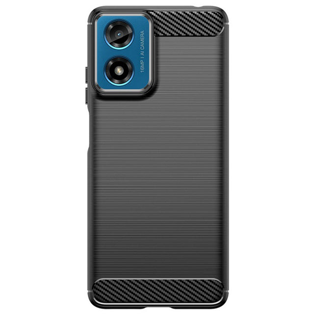Husă Motorola Moto G04 5G din TPU carbon negru, protecție 360°, vedere frontală