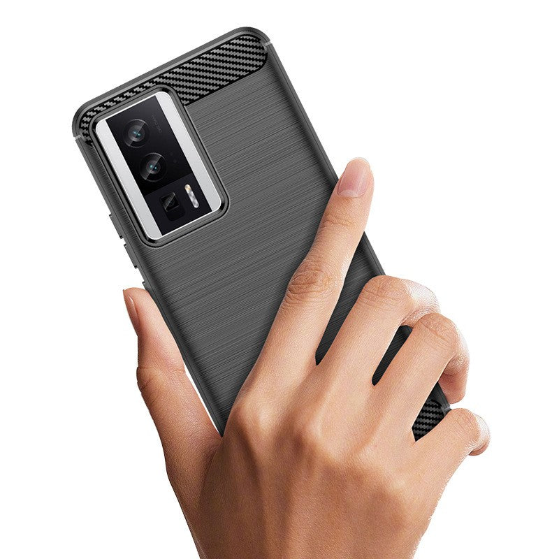 Husa de Protectie pentru Xiaomi Redmi 12, Vivimall, Protectie 360, din TPU cu element de Carbon, Anti Alunecare, 1.8 mm, Negru - vivimall.ro