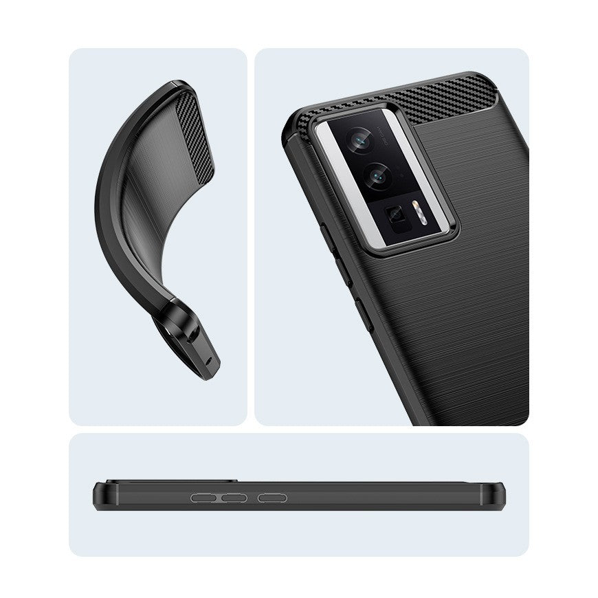 Husa de Protectie pentru Xiaomi Redmi 12, Vivimall, Protectie 360, din TPU cu element de Carbon, Anti Alunecare, 1.8 mm, Negru - vivimall.ro