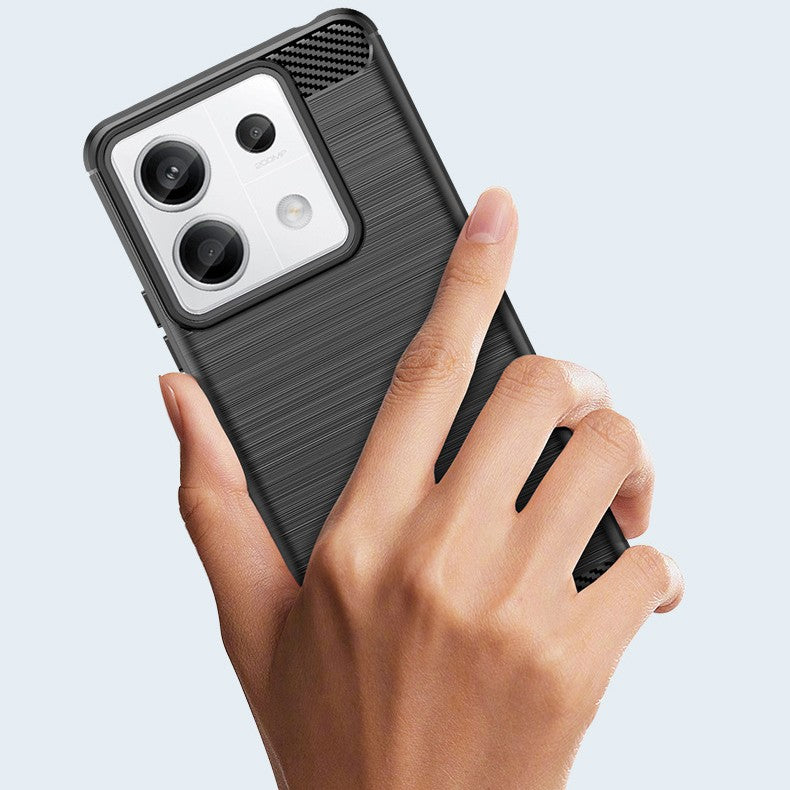 Husa de Protectie pentru Xiaomi Redmi Note 13 Pro, Vivimall, Protectie 360, din TPU cu element de Carbon, Anti Alunecare, 1.8 mm, Negru - vivimall.ro