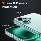 Husă protecție iPhone 16 transparentă, vedere laterală cu decupaje pentru butoane și porturi