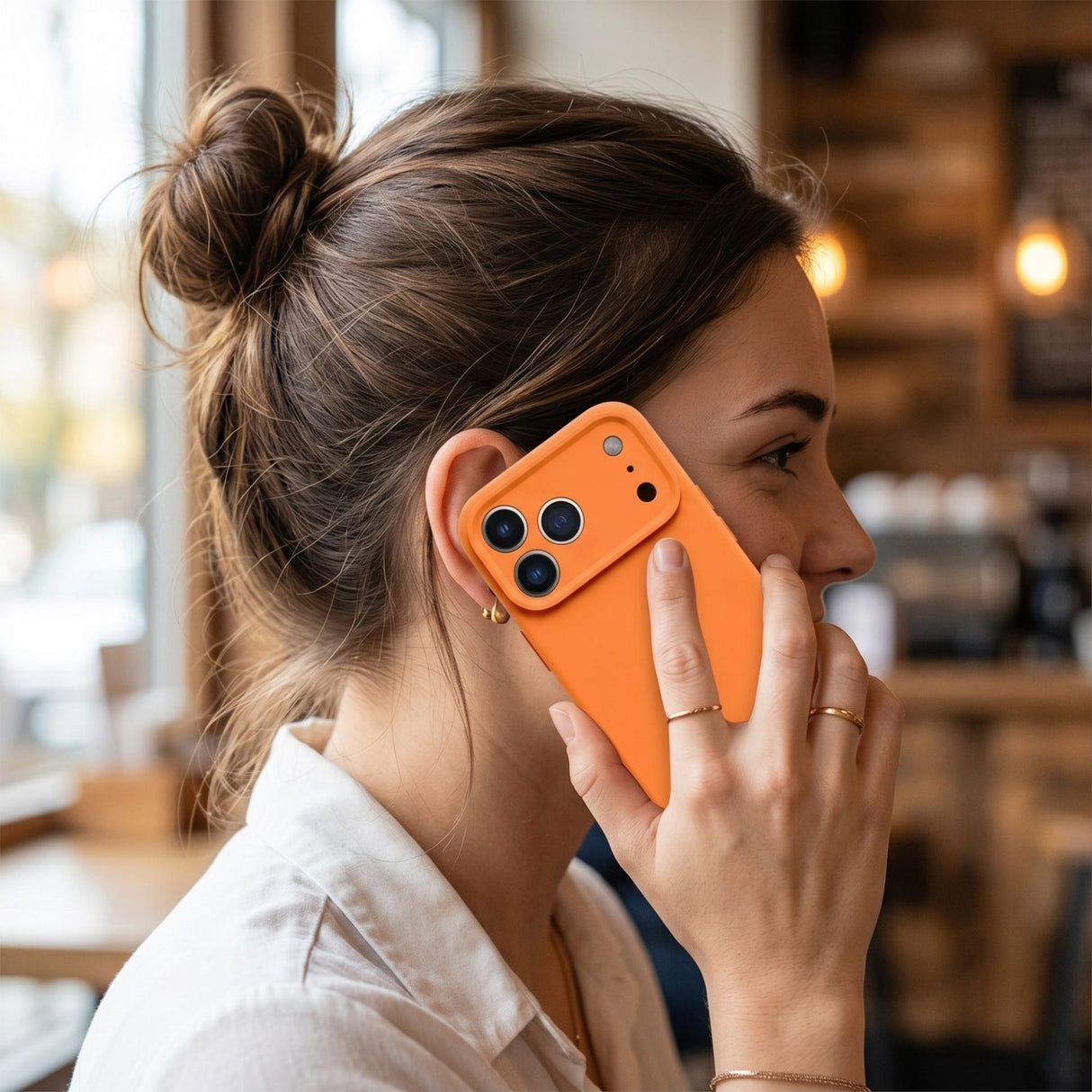Husă Flippy iPhone 17 Pro portocalie – protecție cameră și margini ridicate
