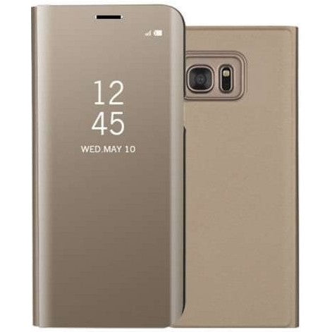 Husa de Protectie Tip Carte, Vivimall, pentru Huawei P30 Pro, Flip Cover Oglinda, din Piele Ecologica si PC, Auriu - vivimall.ro